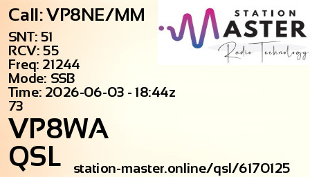 QSL Card for VP8WA QSO with VP8NE/MM