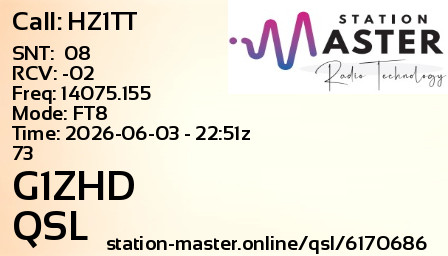 QSL Card for G1ZHD QSO with HZ1TT