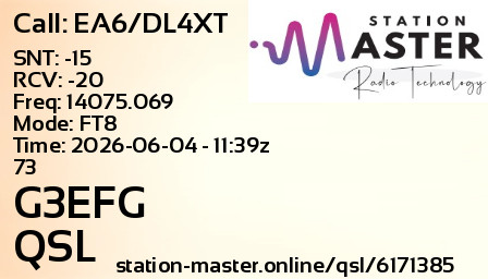 QSL Card for G3EFG QSO with EA6/DL4XT