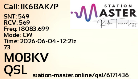 QSL Card for M0BKV QSO with IK6BAK/P