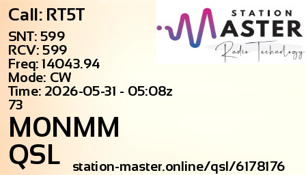 QSL Card for M0NMM QSO with RT5T