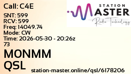 QSL Card for M0NMM QSO with C4E