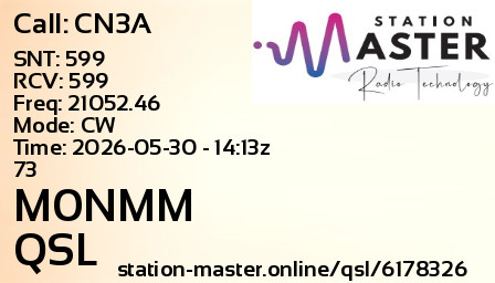 QSL Card for M0NMM QSO with CN3A