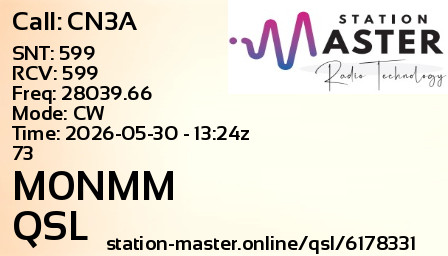 QSL Card for M0NMM QSO with CN3A