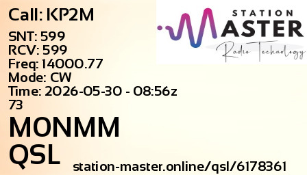 QSL Card for M0NMM QSO with KP2M