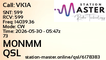 QSL Card for M0NMM QSO with VK1A