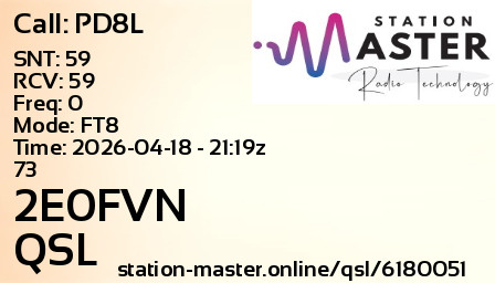 QSL Card for 2E0FVN QSO with PD8L