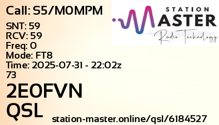 QSL Card for 2E0FVN QSO with S5/M0MPM