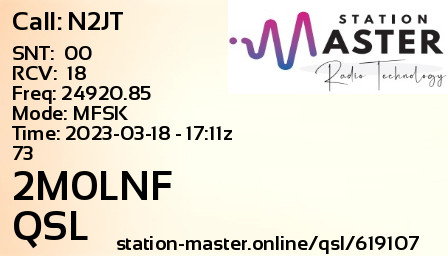 QSL Card for 2M0LNF QSO with N2JT