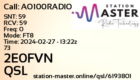 QSL Card for 2E0FVN QSO with AO100RADIO