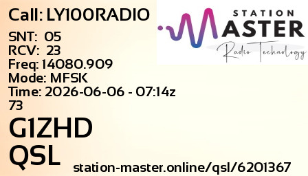 QSL Card for G1ZHD QSO with LY100RADIO