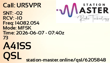 QSL Card for A41SS QSO with UR5VPR
