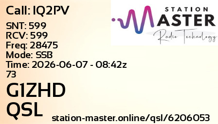 QSL Card for G1ZHD QSO with IQ2PV