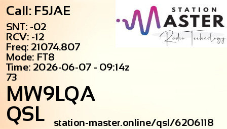 QSL Card for MW9LQA QSO with F5JAE