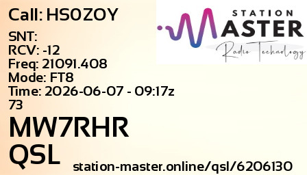 QSL Card for MW7RHR QSO with HS0ZOY