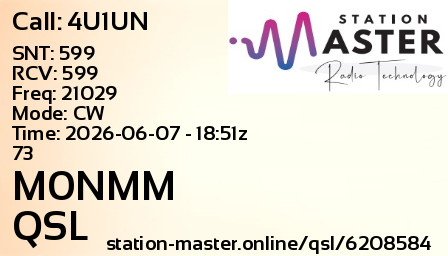 QSL Card for M0NMM QSO with 4U1UN