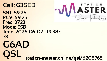 QSL Card for G6AD QSO with G3SED