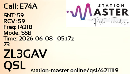 QSL Card for ZL3GAV QSO with E74A