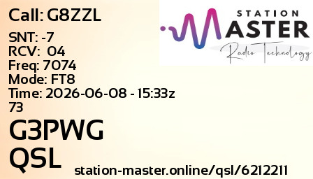 QSL Card for G3PWG QSO with G8ZZL
