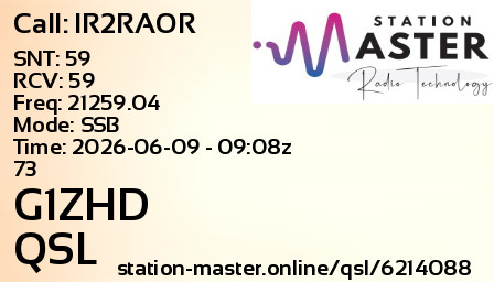 QSL Card for G1ZHD QSO with IR2RAOR