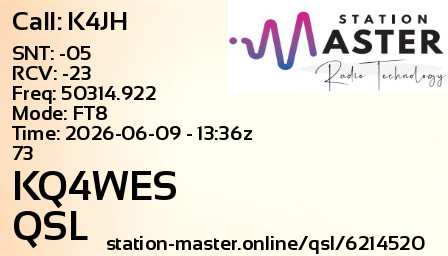 QSL Card for KQ4WES QSO with K4JH