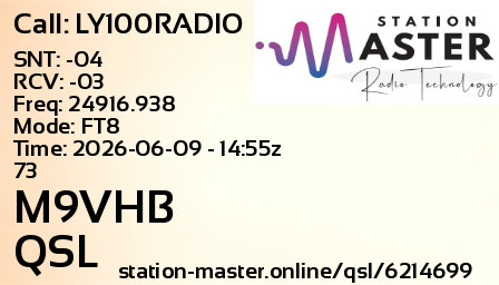 QSL Card for M9VHB QSO with LY100RADIO
