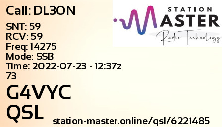 QSL Card for G4VYC QSO with DL3ON