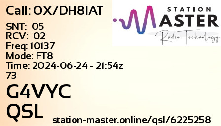 QSL Card for G4VYC QSO with OX/DH8IAT