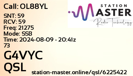 QSL Card for G4VYC QSO with OL88YL