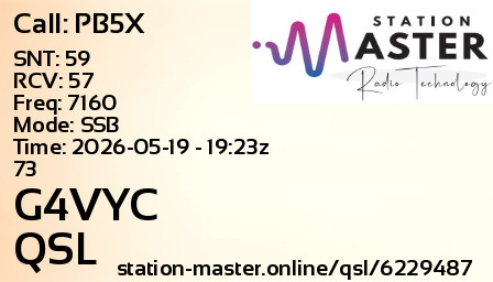 QSL Card for G4VYC QSO with PB5X