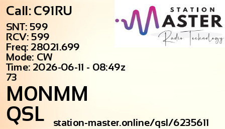 QSL Card for M0NMM QSO with C91RU