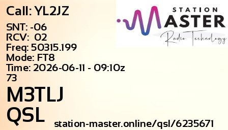 QSL Card for M3TLJ QSO with YL2JZ