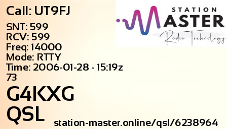 QSL Card for G4KXG QSO with UT9FJ