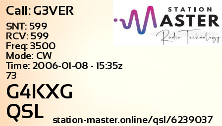 QSL Card for G4KXG QSO with G3VER