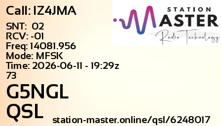 QSL Card for G5NGL QSO with IZ4JMA
