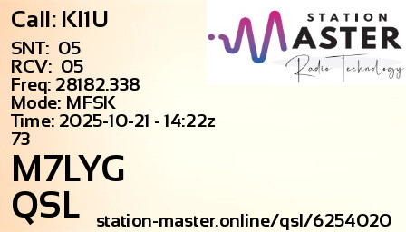 QSL Card for M7LYG QSO with KI1U