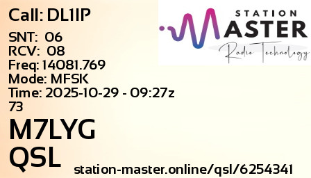 QSL Card for M7LYG QSO with DL1IP