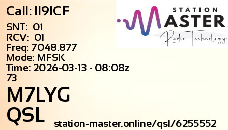 QSL Card for M7LYG QSO with II9ICF