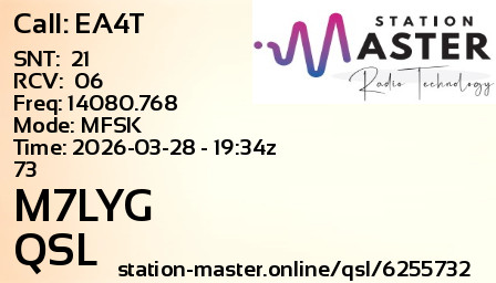 QSL Card for M7LYG QSO with EA4T