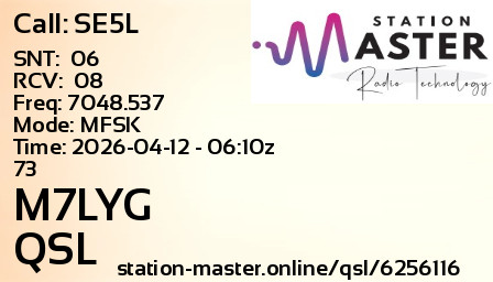 QSL Card for M7LYG QSO with SE5L