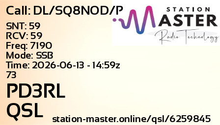 QSL Card for PD3RL QSO with DL/SQ8NOD/P