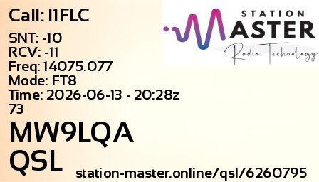 QSL Card for MW9LQA QSO with I1FLC