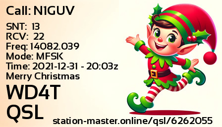 QSL Card for WD4T QSO with N1GUV