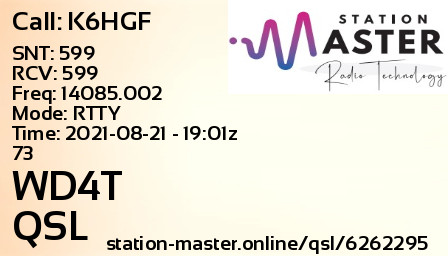QSL Card for WD4T QSO with K6HGF