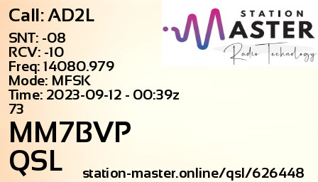 QSL Card for MM7BVP QSO with AD2L