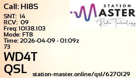 QSL Card for WD4T QSO with HI8S