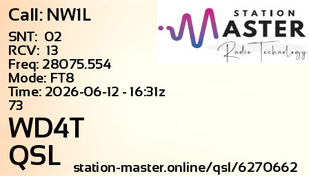 QSL Card for WD4T QSO with NW1L