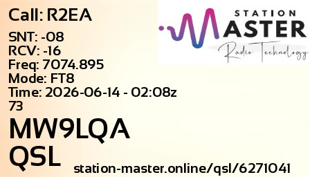 QSL Card for MW9LQA QSO with R2EA