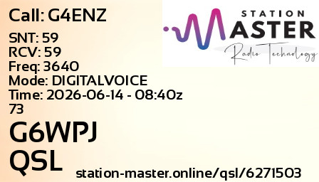QSL Card for G6WPJ QSO with G4ENZ
