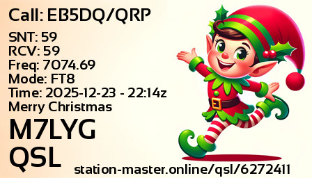 QSL Card for M7LYG QSO with EB5DQ/QRP